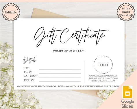 Gift certificate ideas