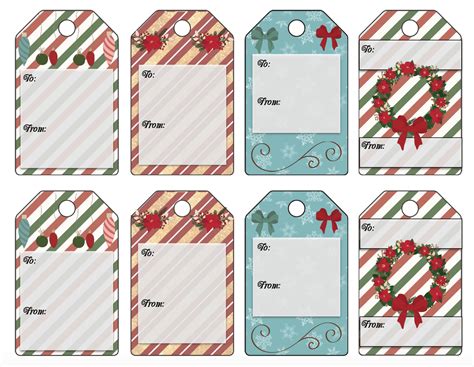 Gift tags with various designs and colors