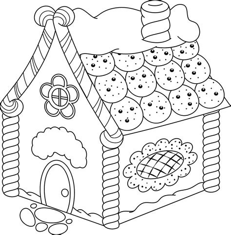 Gingerbread house Christmas coloring printables