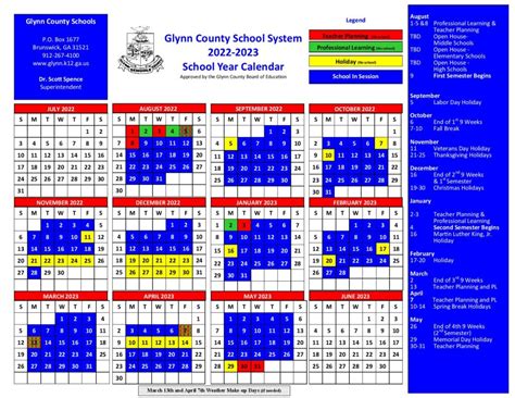 Glynn County Schools Calendar Overview