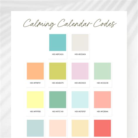 Google Calendar Color Palettes for Events