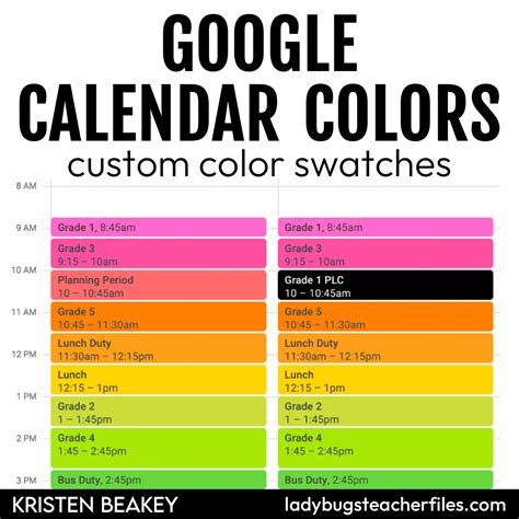 Google Calendar Color Palettes for Productivity Tool