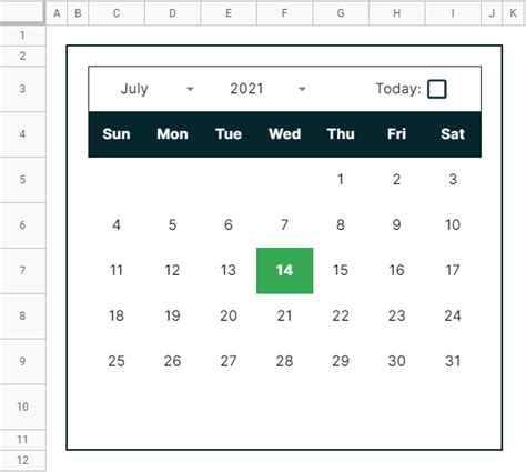 Google Sheets Calendar Formulas