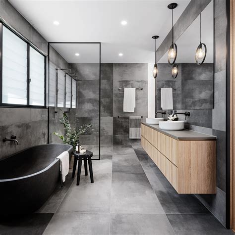 Gray and Brown Bathroom