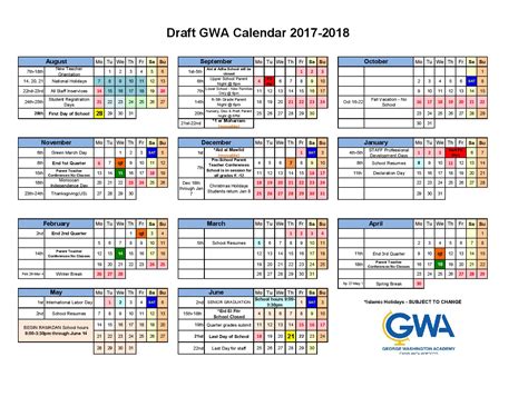 GWU Academic Calendar Benefits