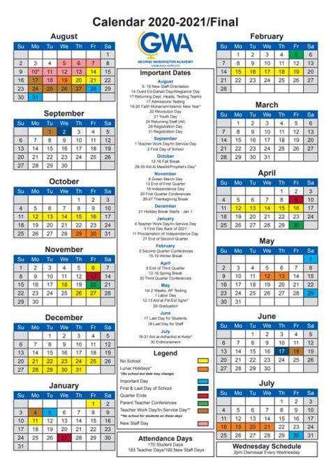 GWU Academic Calendar Important Dates