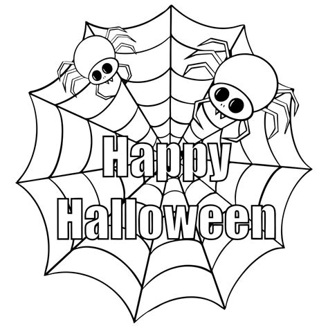 Halloween coloring page spiders