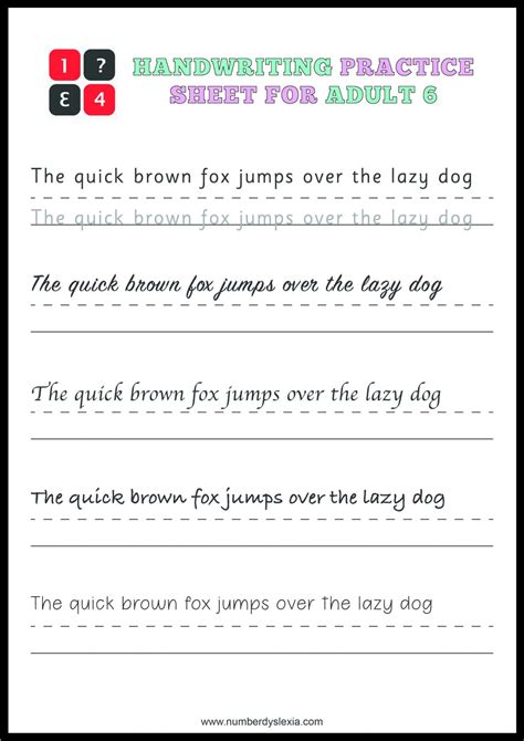 Handwriting Worksheets for Adults