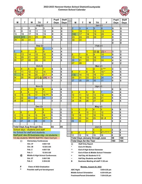 Hanover Schools Calendar 2024 Image 2