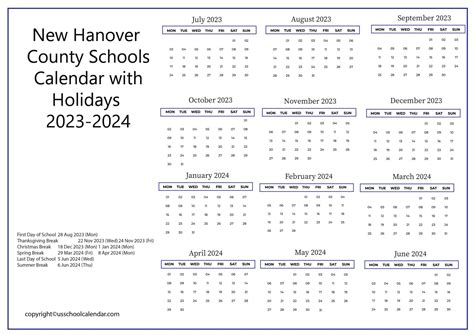 Hanover Schools Calendar 2024 Image 4