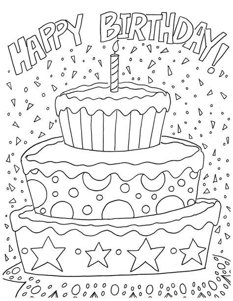 Happy Birthday Printable Coloring Pages for Adults