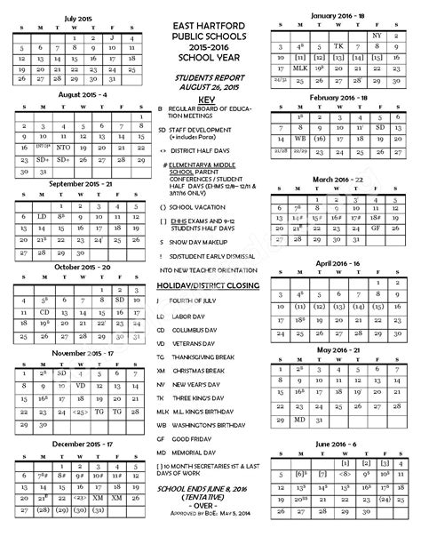 Hartford Public Schools CT Calendar Overview