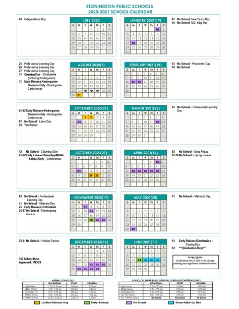 Hartford Public Schools CT Calendar Template