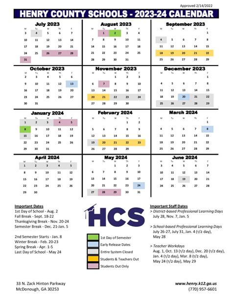 HCS Calendar Challenges