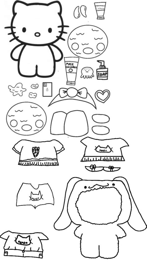 Hello Kitty Accessories Colouring Page