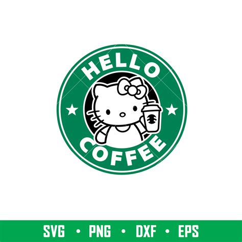 Hello Kitty enjoying coffee