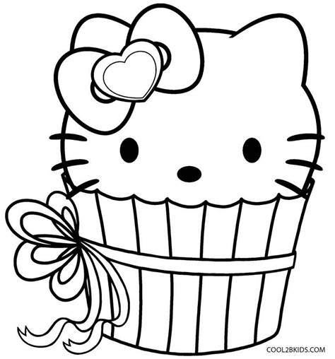 Hello Kitty Cupcakes Colouring Page