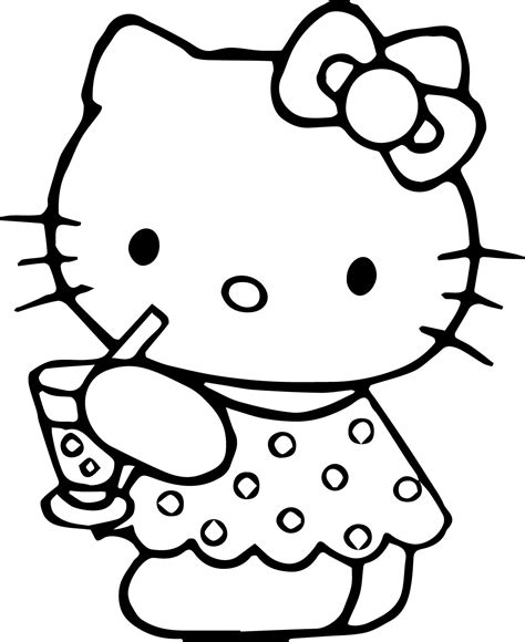 Hello Kitty Drinks Colouring Page