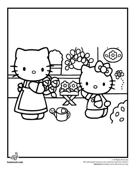 Hello Kitty Garden Colouring Page