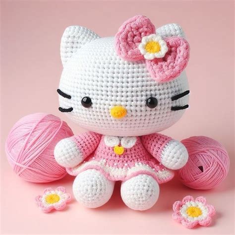 Hello Kitty playing with yarn