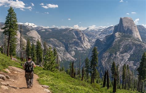 A hiker on a trail near Cemetery Point Beach