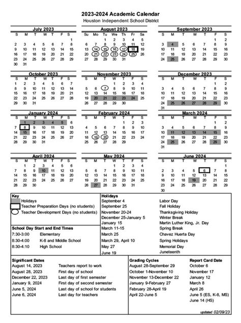 HISD Academic Calendar Image 10