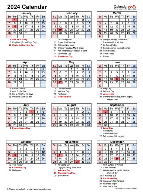 Holiday calendar