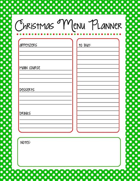 Holiday cooking list template