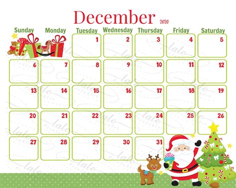 Holiday theme printable calendars