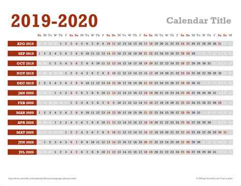 2025 Horizontal Calendar Year Printable