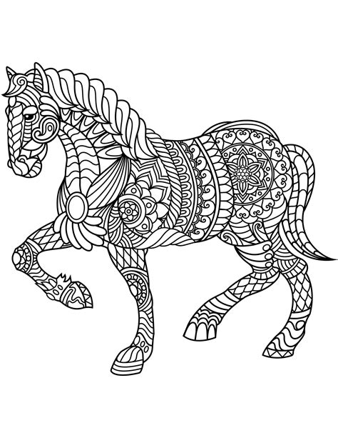 Horse coloring pages for relaxation