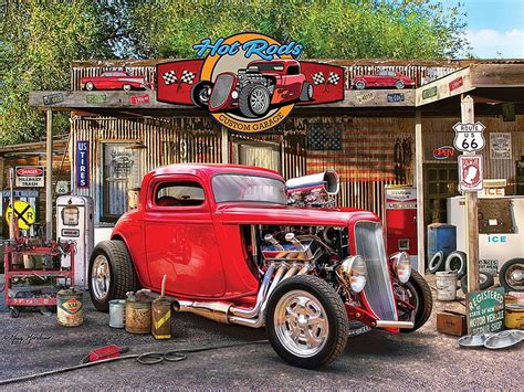 A hot rod enthusiast at work in their garage