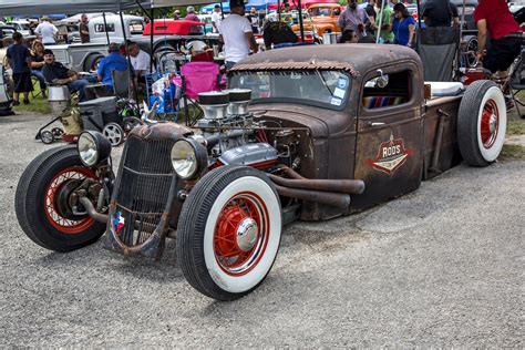 A vintage hot rod with a classic, nostalgic design