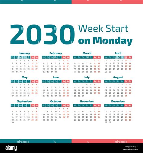 How to Create a 2030 Calendar