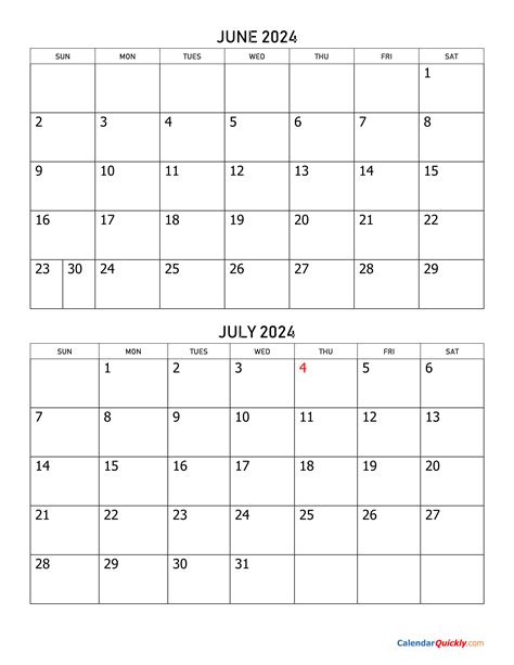 How to Use a June July Calendar Effectively