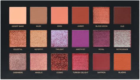 Huda Beauty Dusk Eyeshadow Palette shades