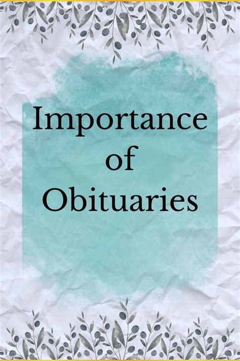 Importance of obituaries in community