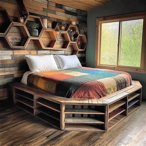 Industrial-style pallet bed