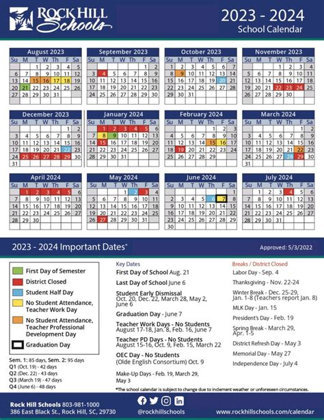 Integrating Rock Hill Schools Calendar