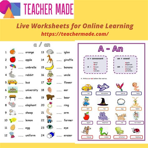 Description of Interactive Worksheets