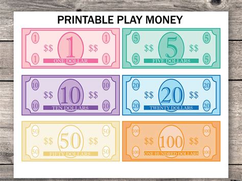 Introduction to printable play money