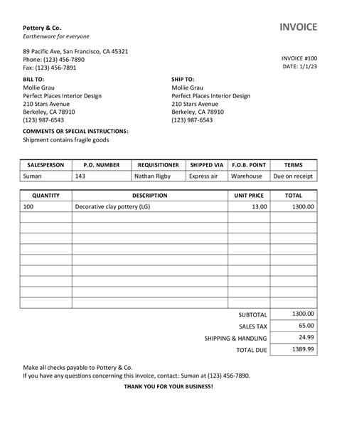 Description of Invoice Template Solutions