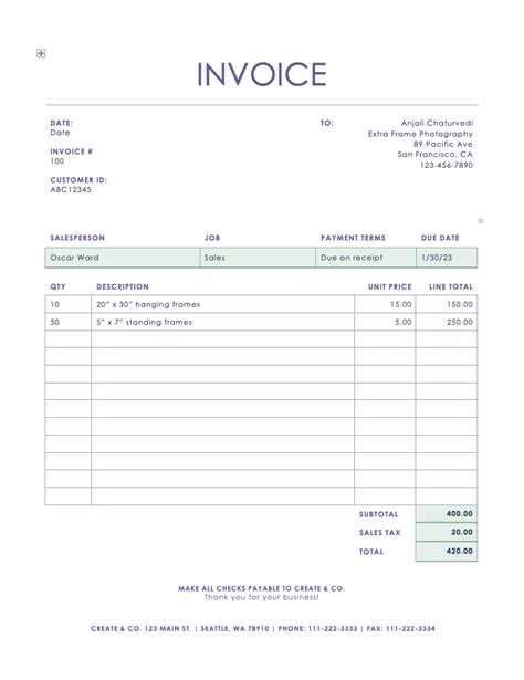 Free Printable Invoice Templates