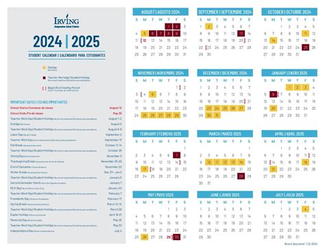 Irving ISD Calendar Goals