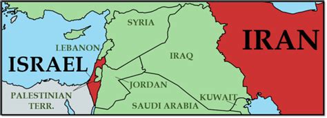 Israel and Iran on a map