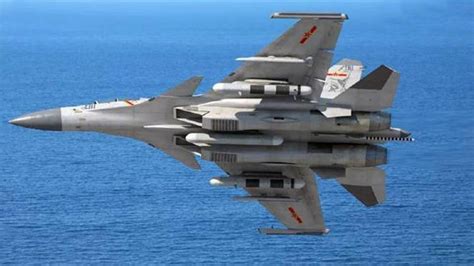 J-15 fighter jet performing electronic warfare operations