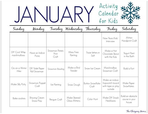 January Calendar Ideas