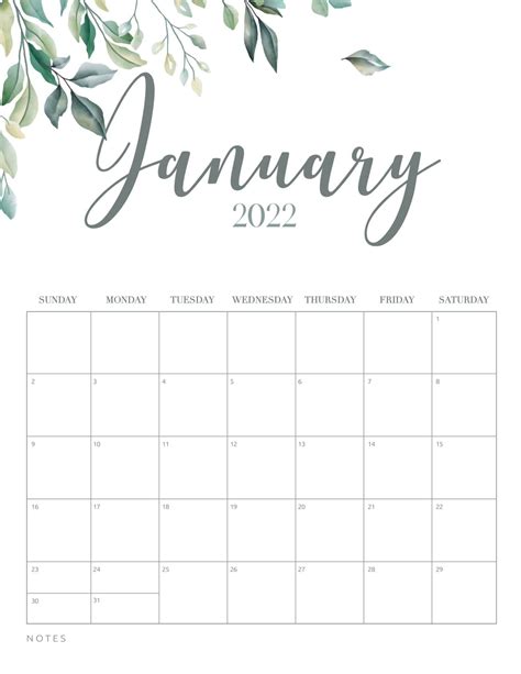 January Calendar Productivity