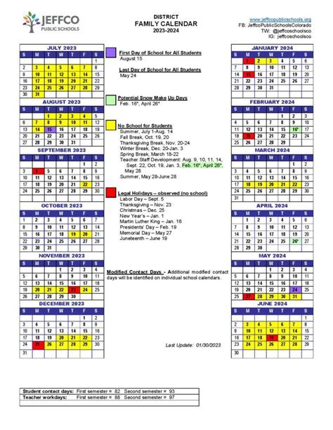 Jeffco Calendar Tips