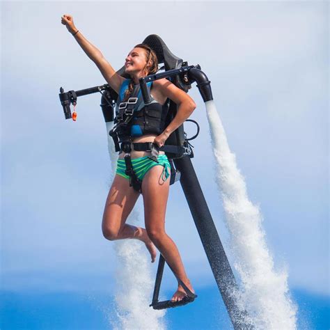 Jetpack flying over a beach